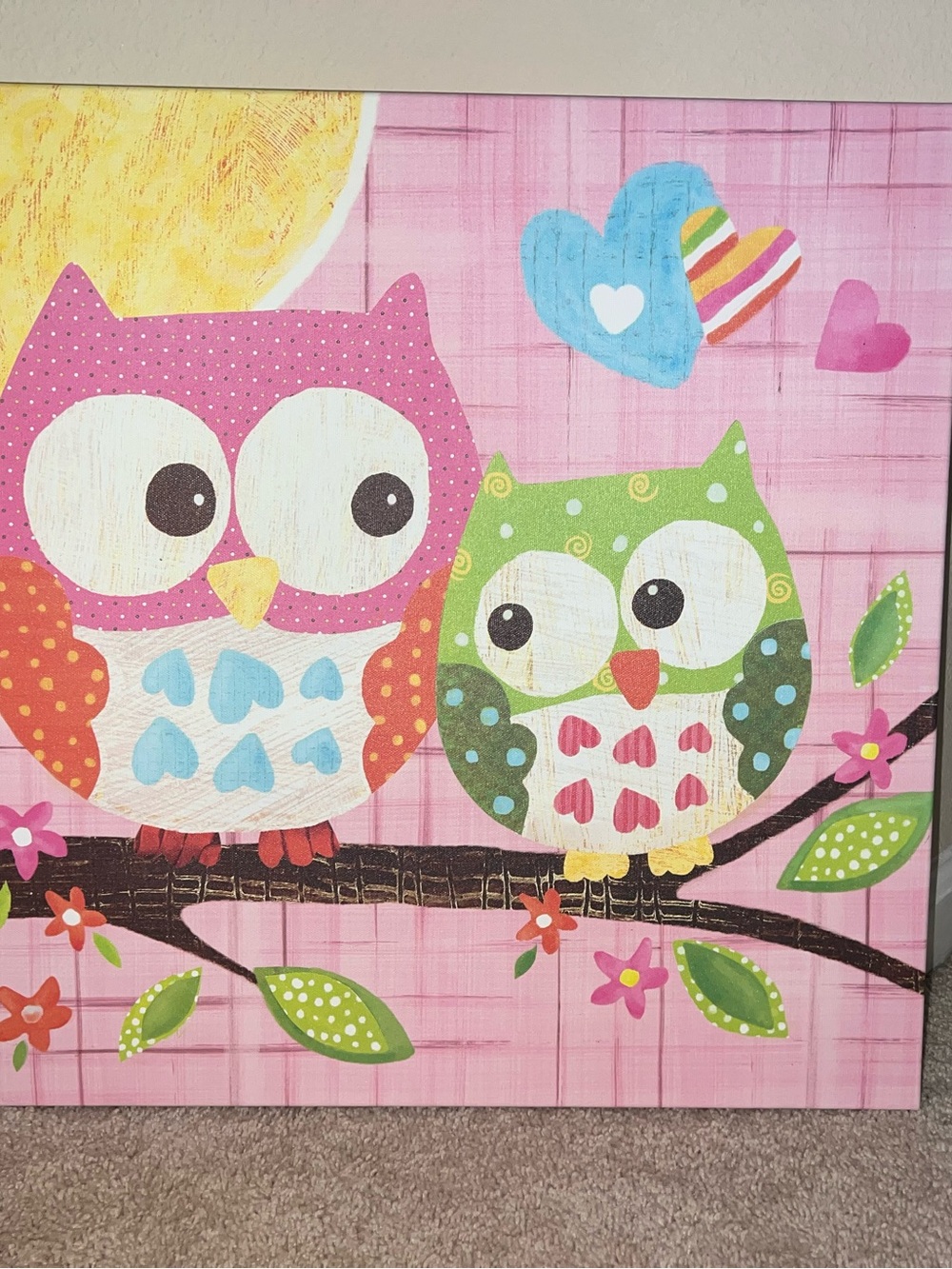 Target Pink and Green Owl Canvas Wall Art
